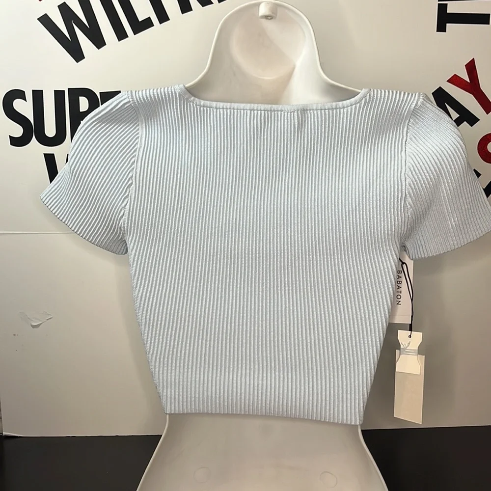 COPY - Aritzia color fluid blue Sculpt Knit Squareneck Top - Picture 2 of 7